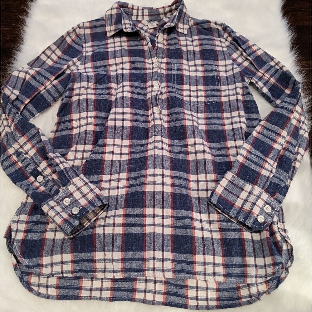J. Crew Factory Homespun plaid Popover C8263 XS